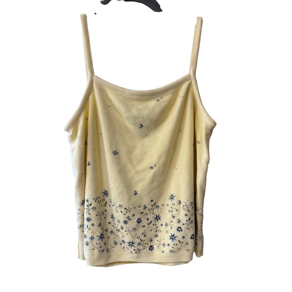 Vintage Xhilaration Size XL Light yellow floral cottagecore spaghetti Strap Tank